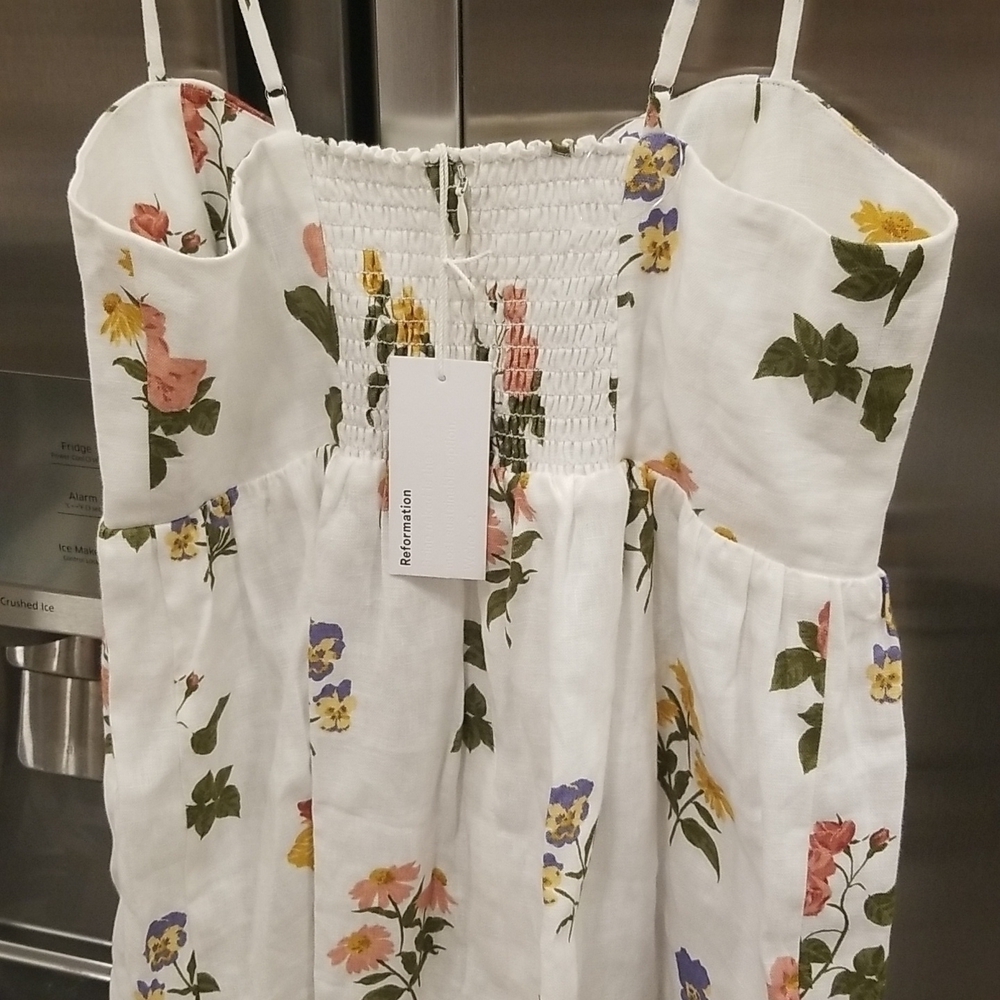 💕REFORMATION💕 Martin Linen Dress ~ Botanical 10 NWT - Picture 12 of 15